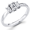 14K Three Stone Emerald Cut Engagement Ring
