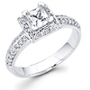 14K Knife Edge Pave Princess Diamond Engagement Ring