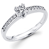 14K White Gold Round Diamond V Prong Engagement Ring (0.35)