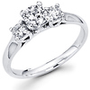 14K Three Stone Round Diamond Engagement Ring
