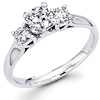 White Gold Three Stone Round Diamond Engagement Ring (0.61 ctw)