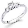 14K White Gold Three Stone Round Diamond Bridal Ring