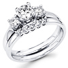 14K Three Stone Diamond Bridal Wedding Ring Set
