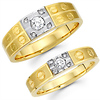 14K Two Tone Diamond Couples Matching Wedding Bands