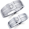 Bezel Set 14K White Gold Matching Round Diamond Bands
