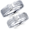 His & Hers 14K White Gold Matching Diamond Wedding Bands Set