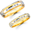 Two Tone 14K Leaf Motif Diamond Wedding Band Set