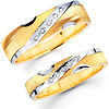 Carved Design 14K Two Tone Round Diamond Couples Wedding Band