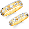 Carved Designer Pattern 14K Round Diamond Wedding Band Set