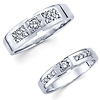 Matching 14K White Gold Diamond Designer Wedding Bands Set