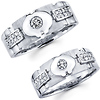 14K White Gold Matching Design His & Hers Wedding Band