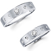 Round Diamond Bezel Set Contemporary Wedding Band Set