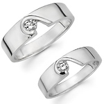14K White Gold Unique Modern Design Wedding Bands Set