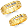 14K Yellow Gold Channel Set Diamond His and Hers Wedding Band
