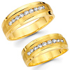 14K Yellow Gold Channel Set Round Diamond Wedding Band Set