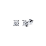 14K 4 Prong Princess Solitaire Diamond Stud Earrings 0.20ctw