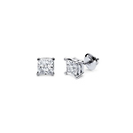 14K 4 Prong Princess Solitaire Diamond Stud Earrings 0.25ctw