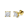 14K 4 Prong Princess Solitaire Diamond Stud Earrings 1.00ctw