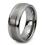 Brush Finish Center Domed Tungsten Carbide Ring