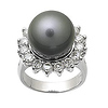 Black Pearl and Diamond Ring