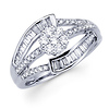 18K Round and Baguette Illusion Set Fancy Diamond Ring