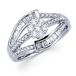 18K Round and Baguette Illusion Set Fancy Diamond Ring