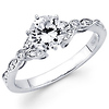 18K Milgrain Micro Pave Set Round Diamond Engagement Ring (0.75 ct center)