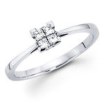 14K White Gold Princess Cut Invisible Set Promise Ring