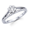 14K White Gold Round Diamond Fancy Flower Ring