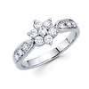 14K White Gold 0.60ctw Diamond Flower Ring