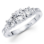 14K Tapered Three Stone Diamond Engagement Ring