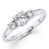 14K White Gold Three Stone Tulip Setting Engagement Ring