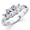 Three Stone Princess Cut 14K White Gold Engagement Ring