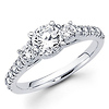 14K Pave Trellis Setting 3 Stone Diamond Ring (0.60 ctw)