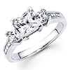 14K Three Princess Cut Diamond Engagement Ring
