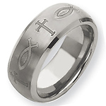 Beveled Edge 8mm Tungsten Christian Wedding Band