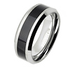 8mm Tungsten Carbide Black Resin Inlay Beveled Edge Ring