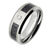 CZ Black Carbon Fiber Beveled Edge Tungsten Carbide Ring