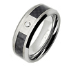 CZ Black Carbon Fiber Beveled Edge Tungsten Carbide Ring