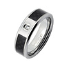 Tungsten Carbide Black Carbon Fiber 8mm CZ Ring