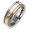 Grooved Gold Plated Polished Tungsten Wedding Band