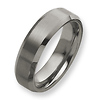 7mm Beveled Edged Brushed Polished Tungsten Wedding Band