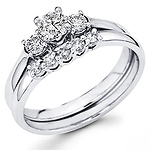 14K White Gold 3/4 Ct Round Diamond Wedding Ring Set