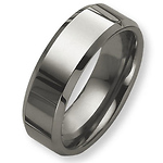 8mm Tungsten Wedding Band with Polished Beveled Edge