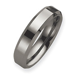 Polished 6mm Tungsten Wedding Band with Beveled Edge