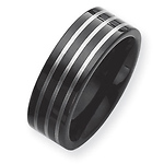 Grey Laser Stripes on Black Plated 8mm Tungsten Band
