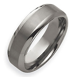 Rounded Edge 8mm Brushed Polished Tungsten Wedding Band