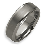 Polished & Brushed Beveled Edged 8mm Tungsten Wedding Band