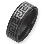 Black Plated Tungsten Ring 8mm with Grey Laser