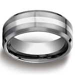 8mm Designer 18K Gold Inlay Comfort Fit Tungsten Wedding Band